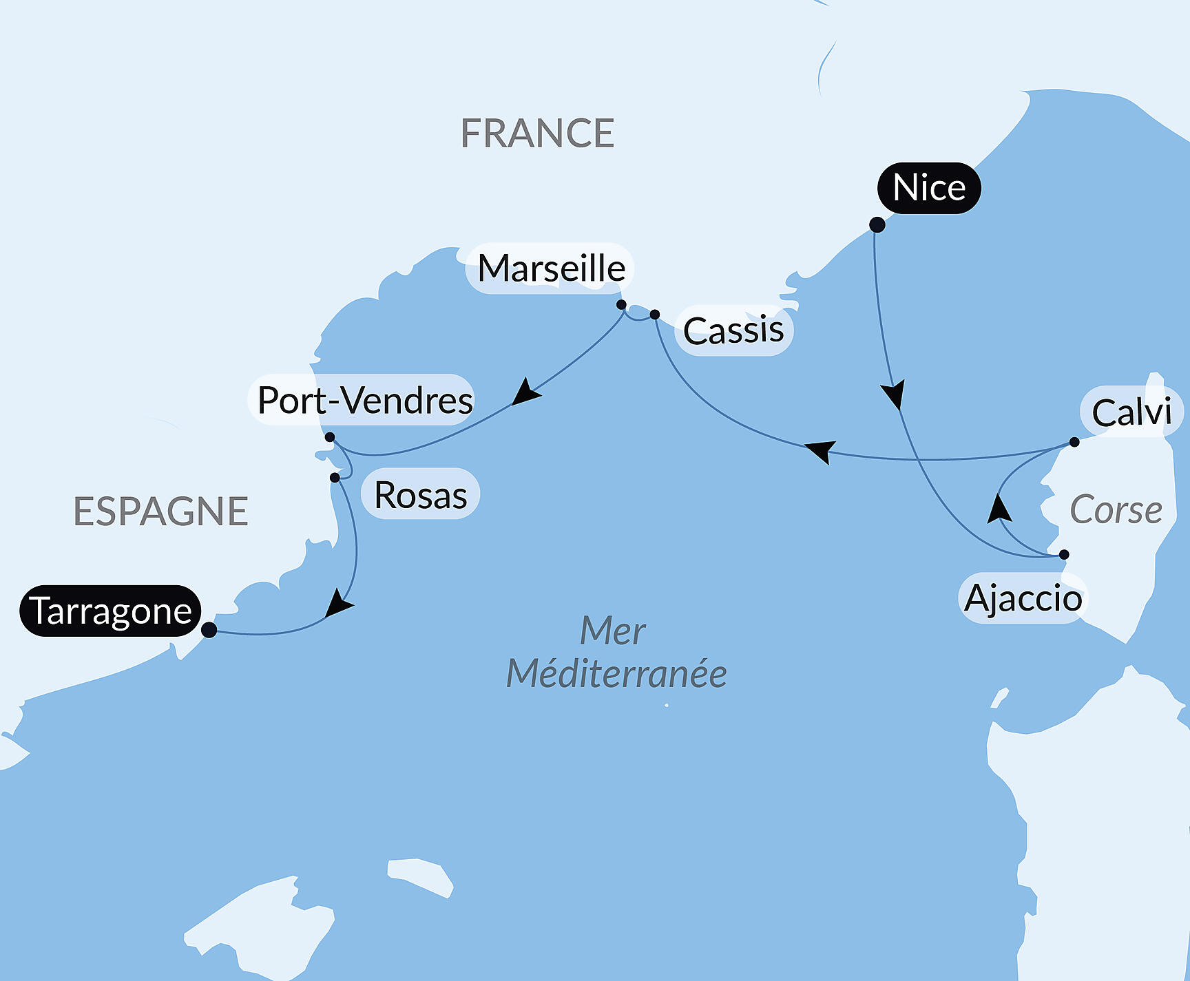 Carte itinéraire — 7ème festival d'Opéra en mer