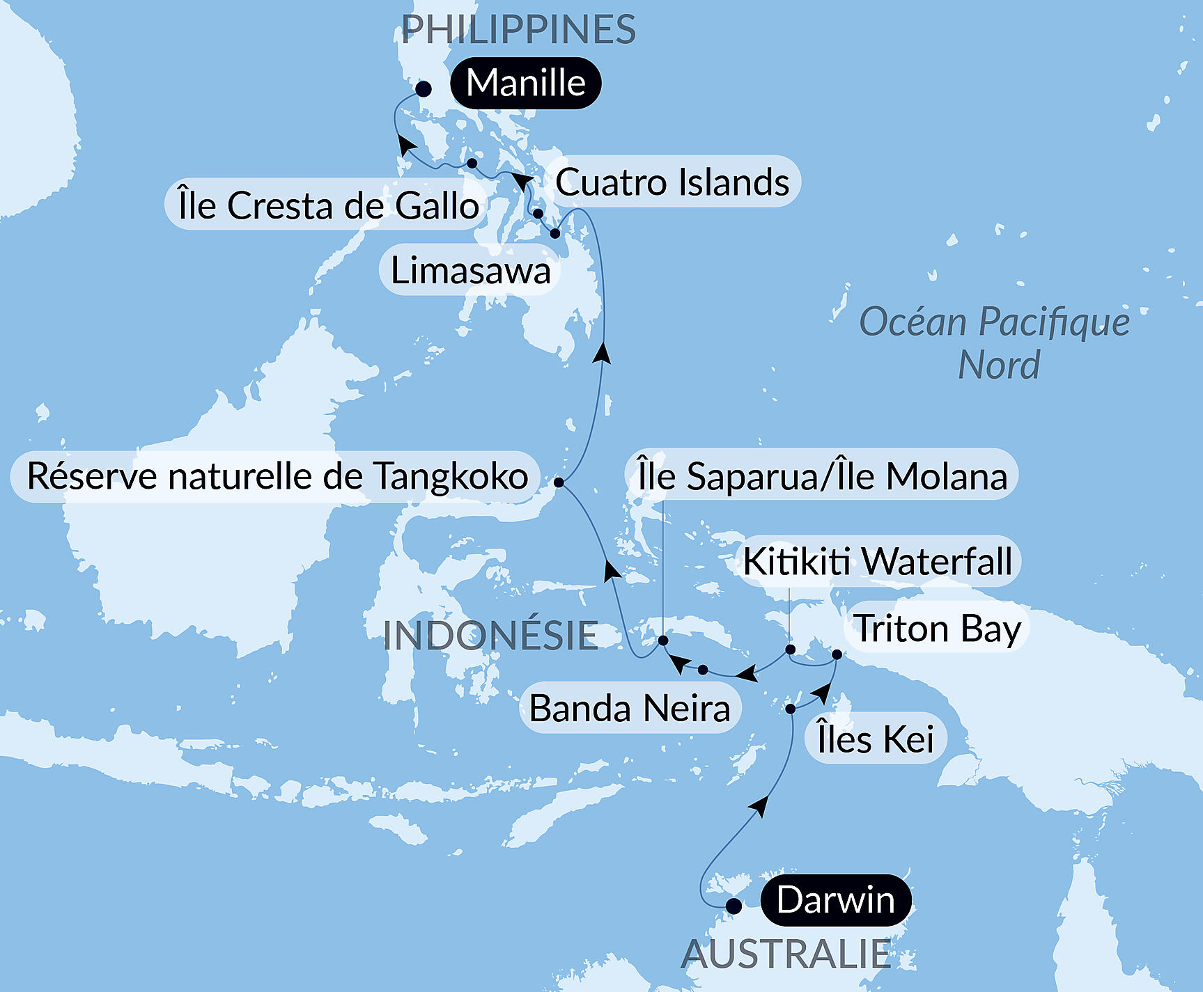 Carte itinéraire — À la découverte de l'archipel malais