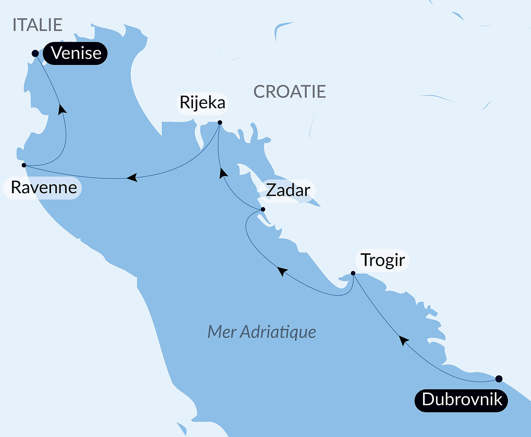 Carte itinéraire — Adriatique artistique avec Pinault Collection