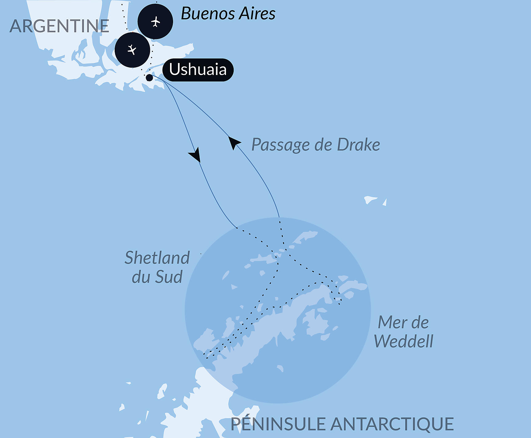 Carte de l'itinéraire — Antarctique Emblématique