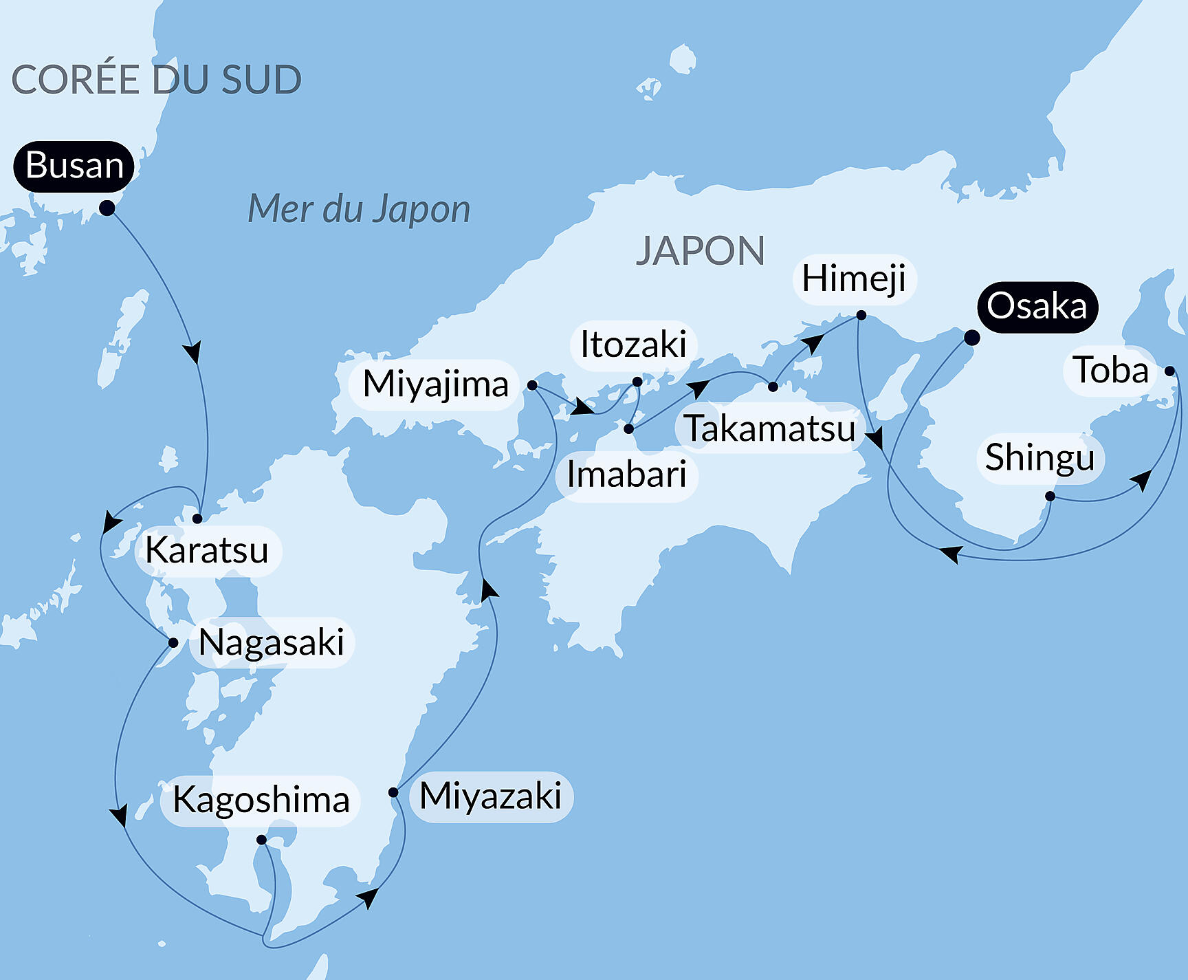 Carte itinéraire — Au cœur du Japon authentique
