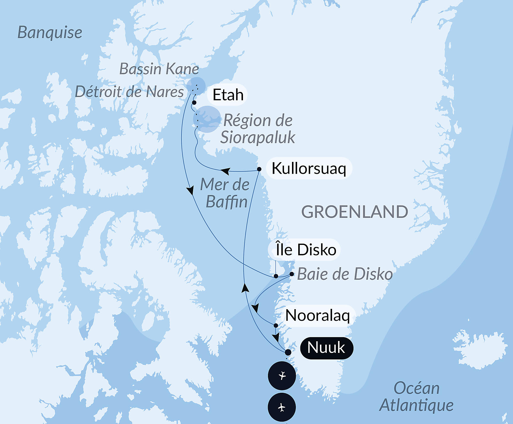 Carte itinéraire — Aux confins du Grand Nord Arctique