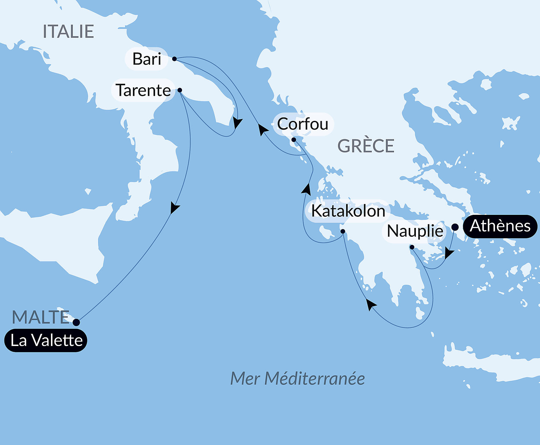 Carte itinéraire — Cités antiques de Grèce et d’Italie