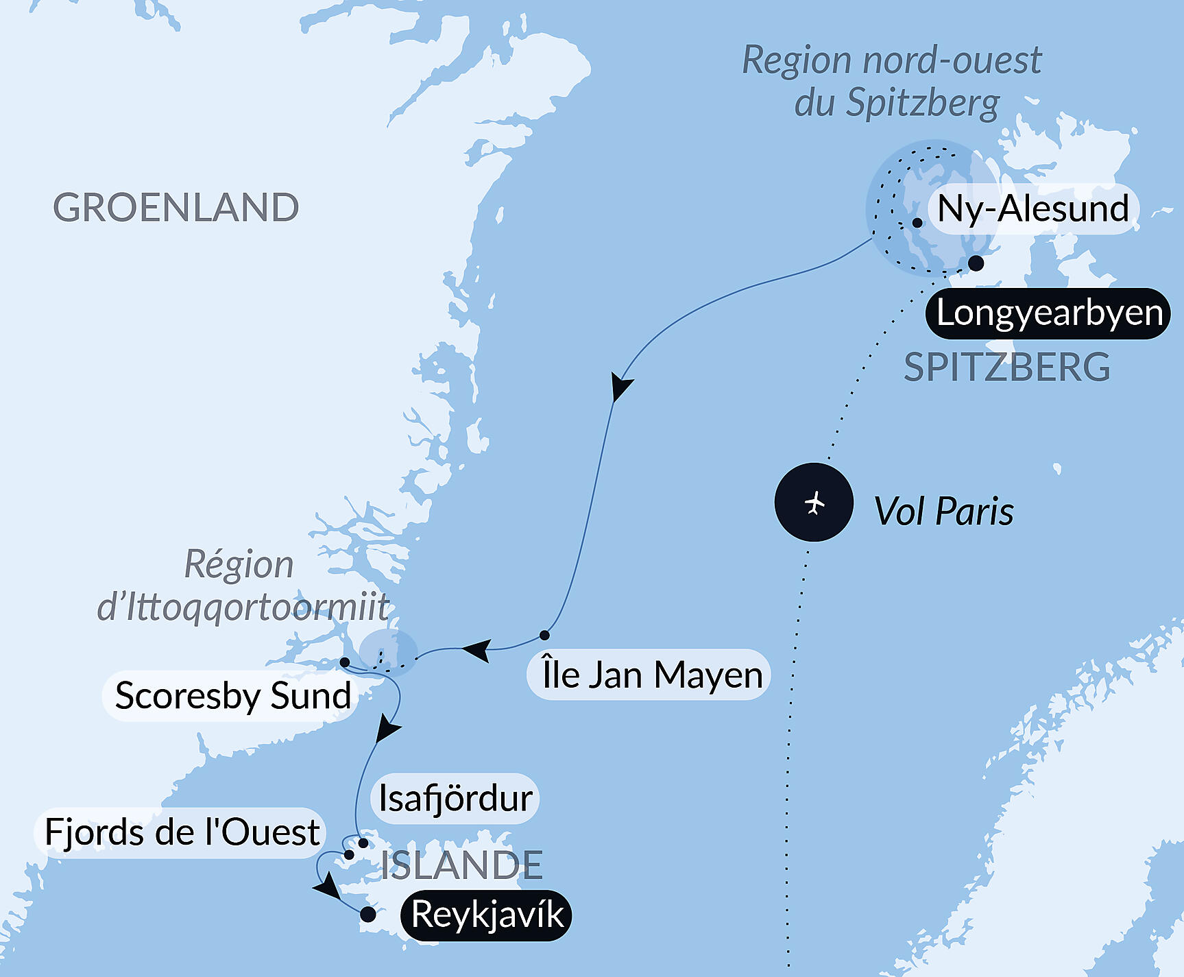 Carte itinéraire — Eclipse solaire totale dans le Grand Nord sauvage