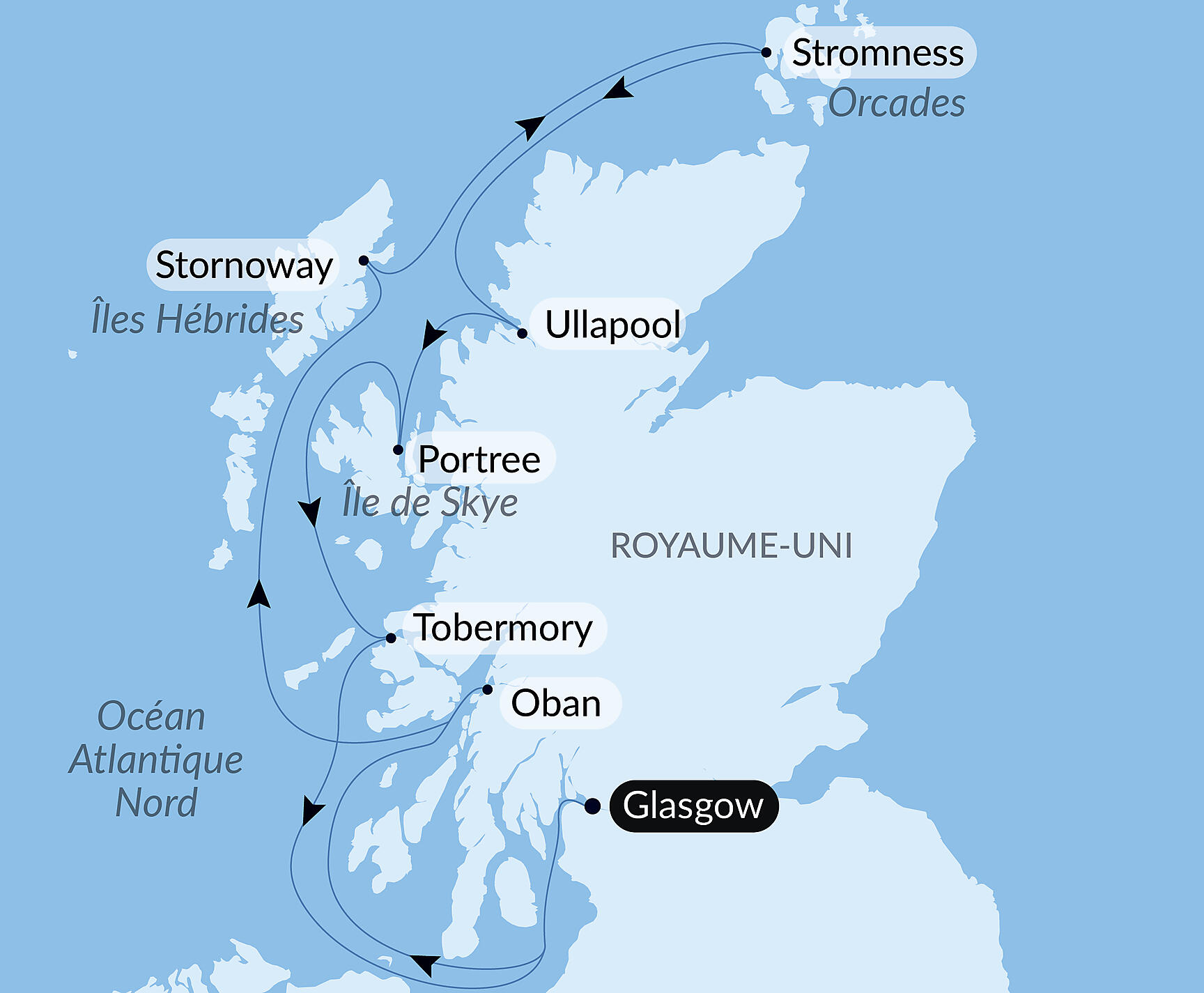 Carte itinéraire — Écosse sauvage et îles mythiques