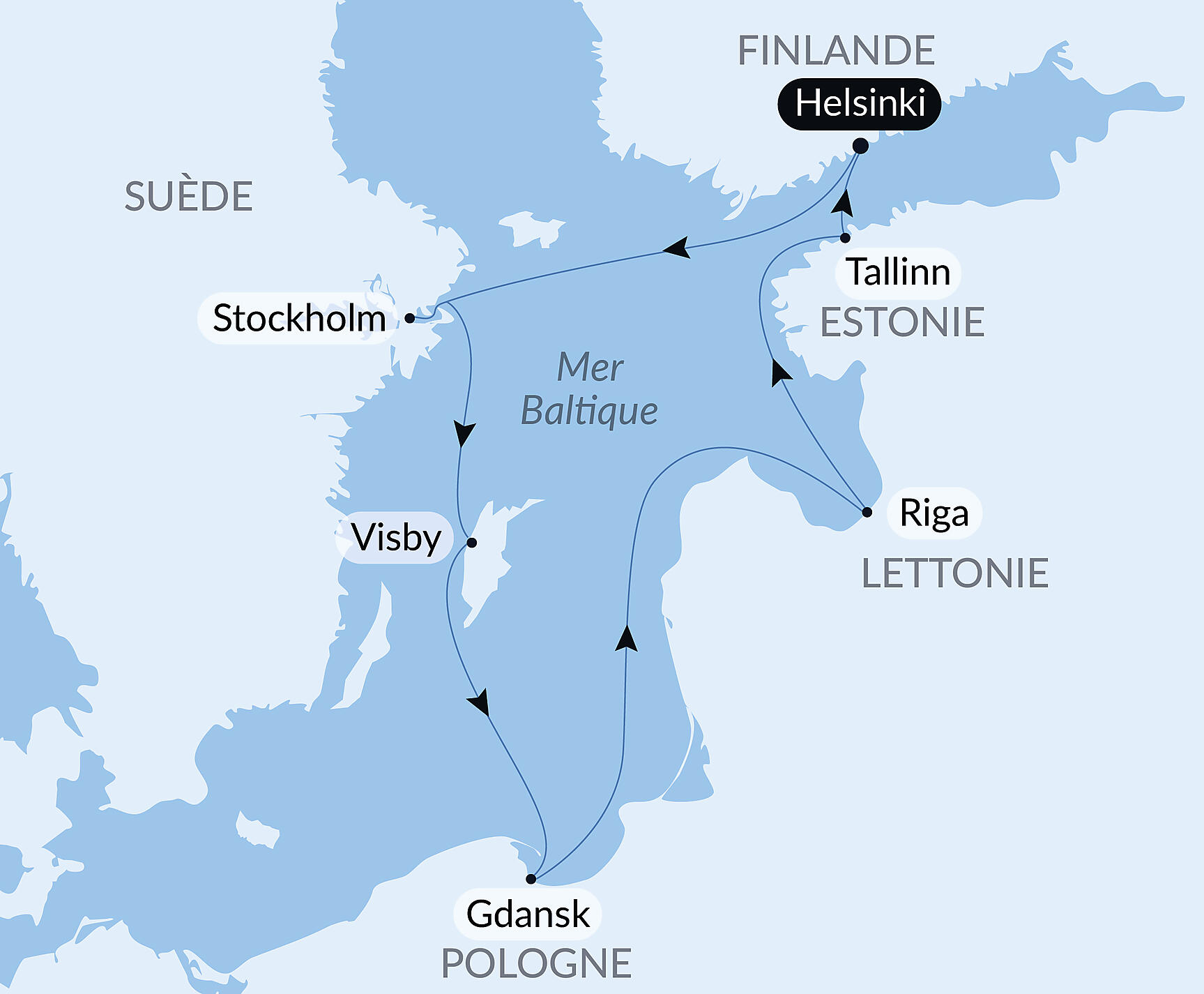 Carte itinéraire — En mer Baltique avec Gautier Capuçon