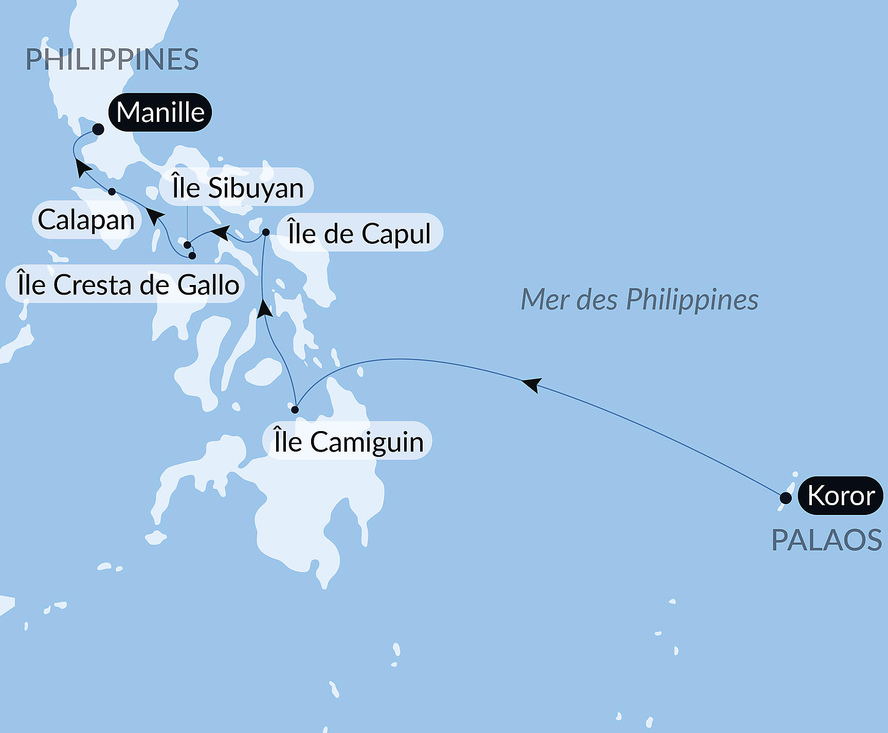 Carte itinéraire — Entre îles sauvages et horizons philippins