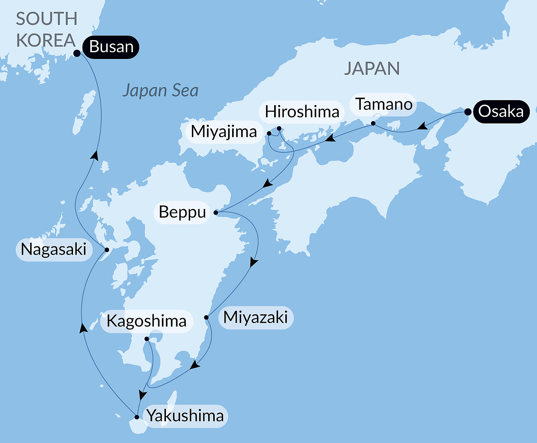 Carte itinéraire — L'essentiel du Japon