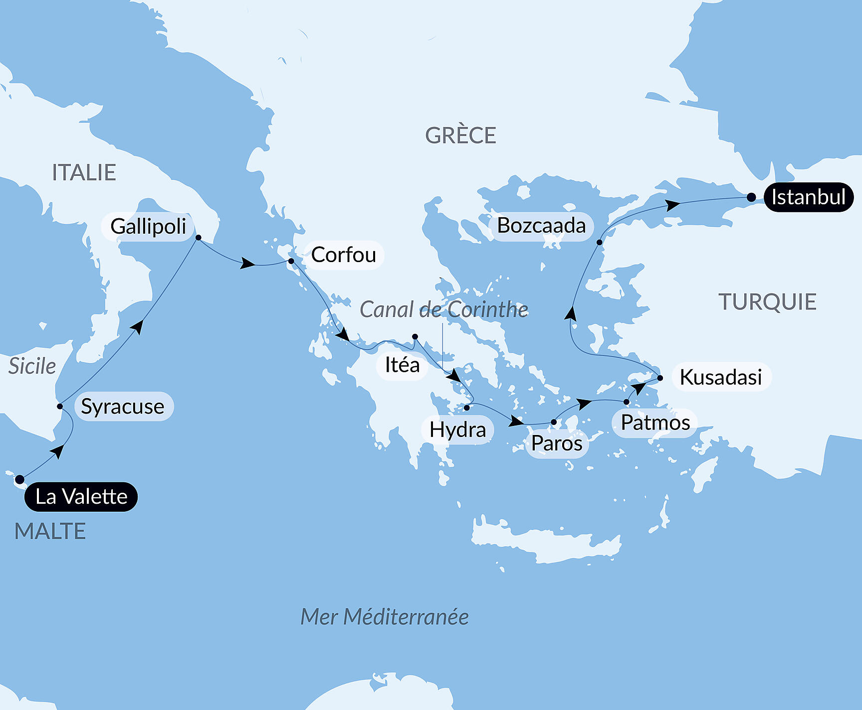 Carte itinéraire — Éternelle mer Égée