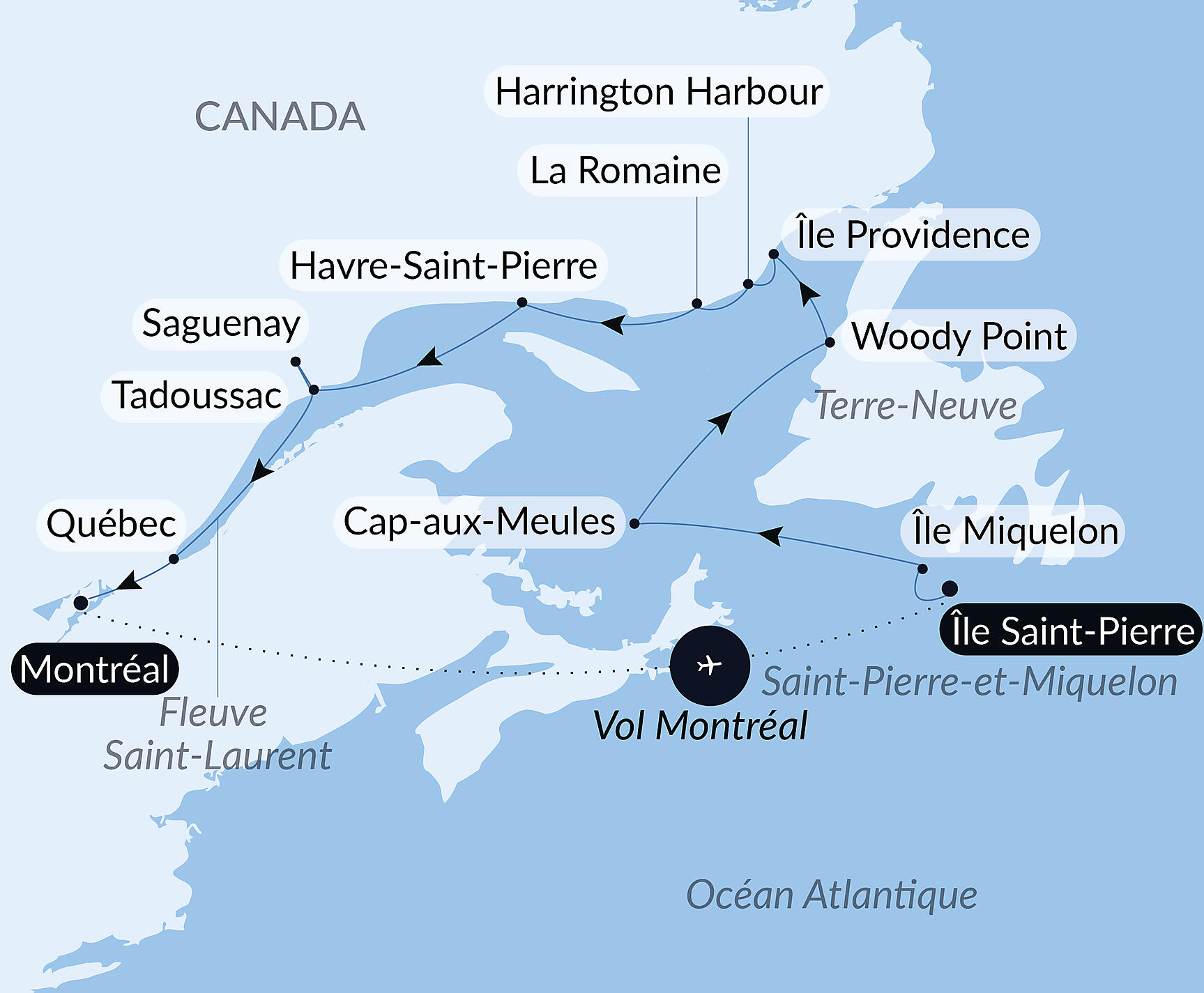 Carte itinéraire — Exploration au gré du Saint-Laurent