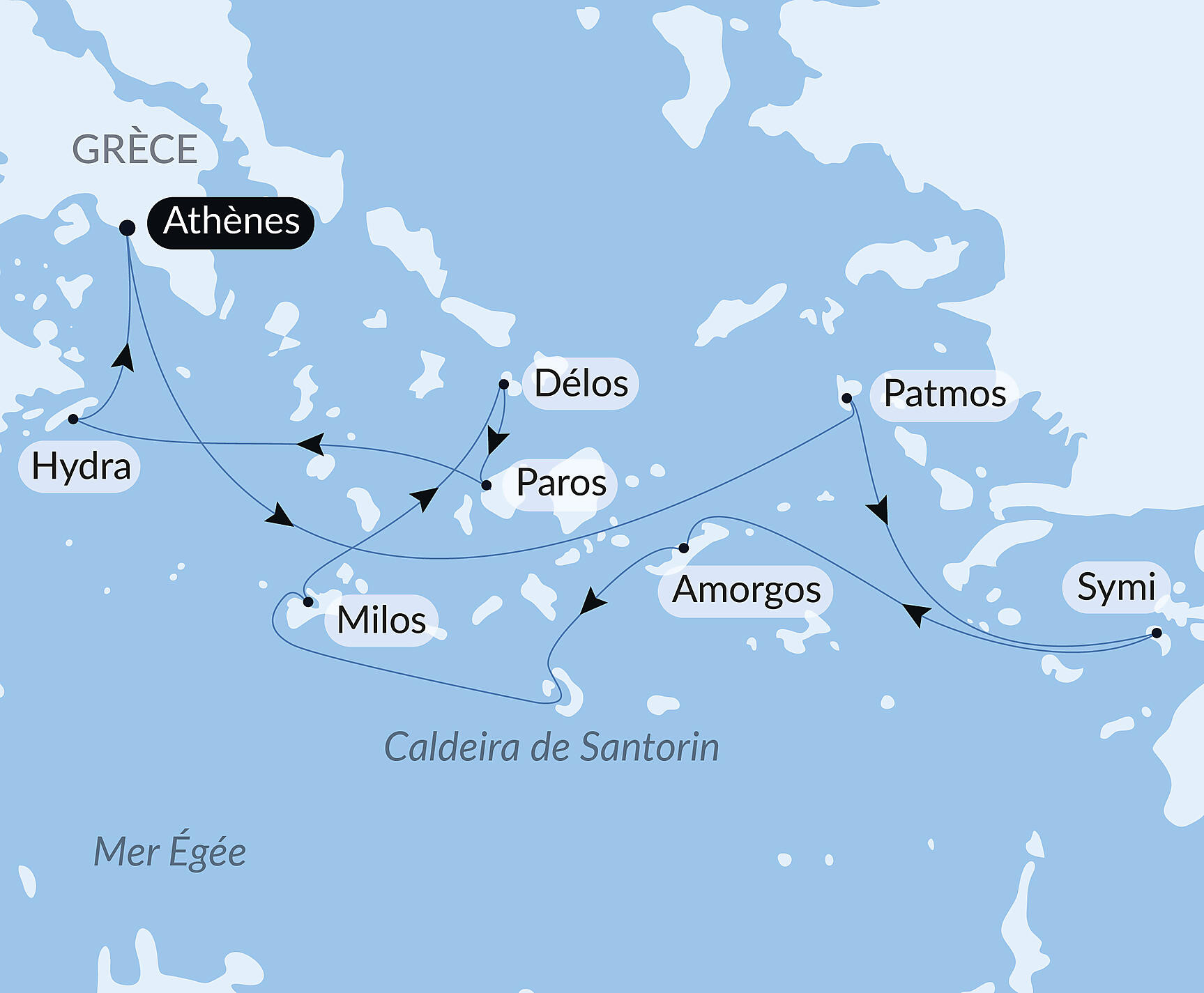 Carte itinéraire — Festival de Pâques au cœur des îles grecques