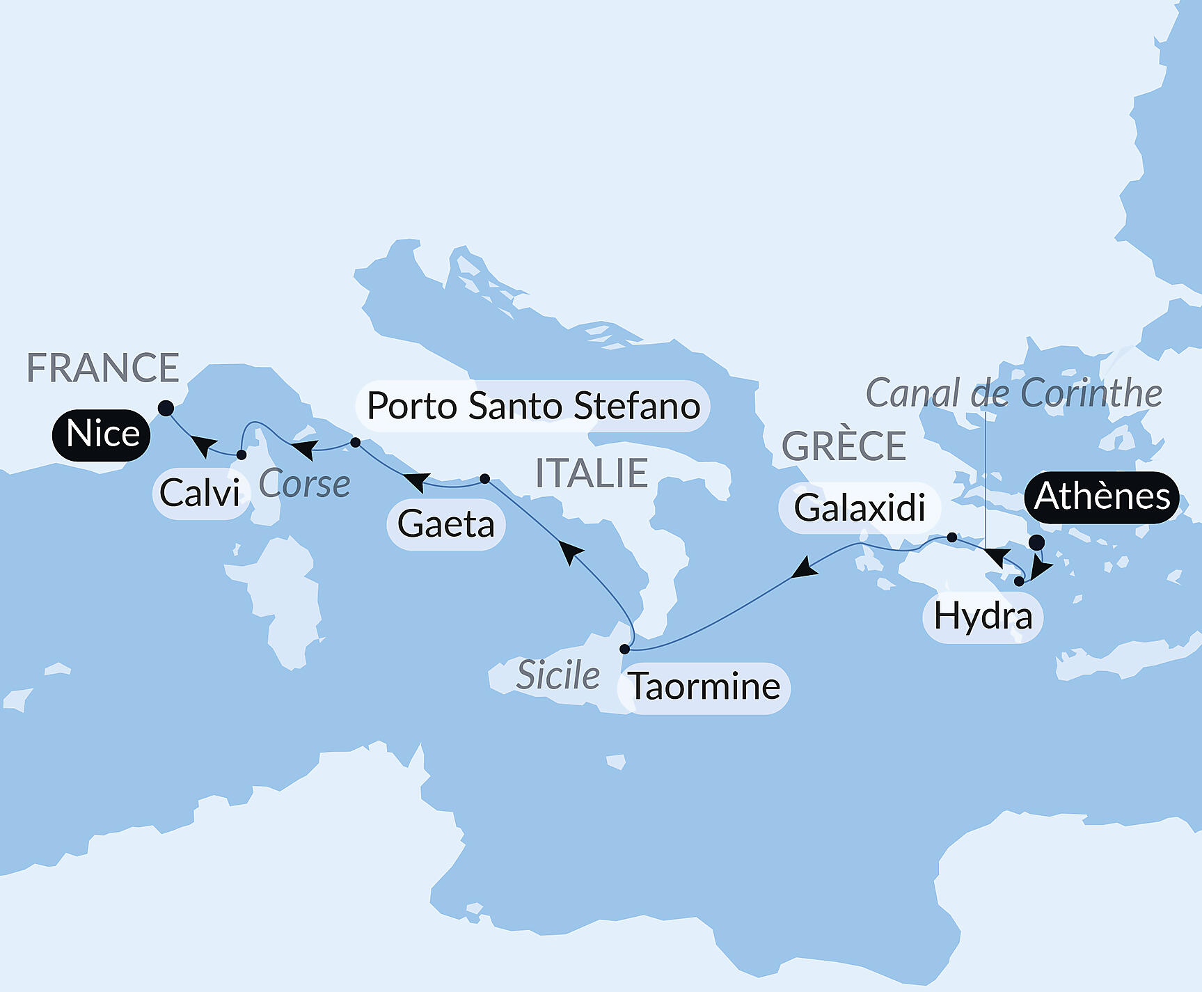 Carte itinéraire — Flâneries méditerranéennes