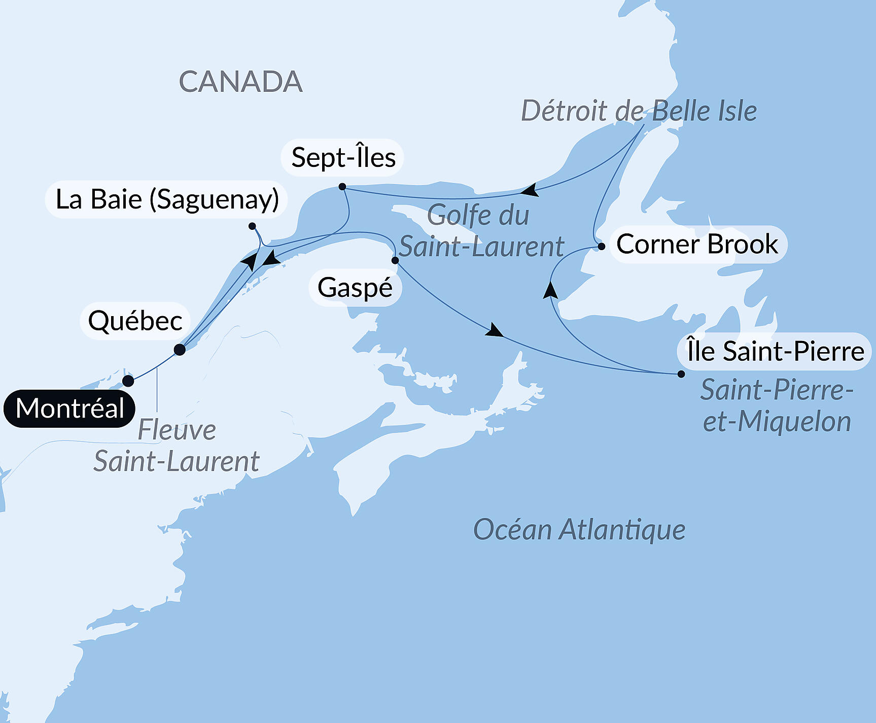 Carte itinéraire — Le fleuve Saint-Laurent au cœur de l'hiver boréal