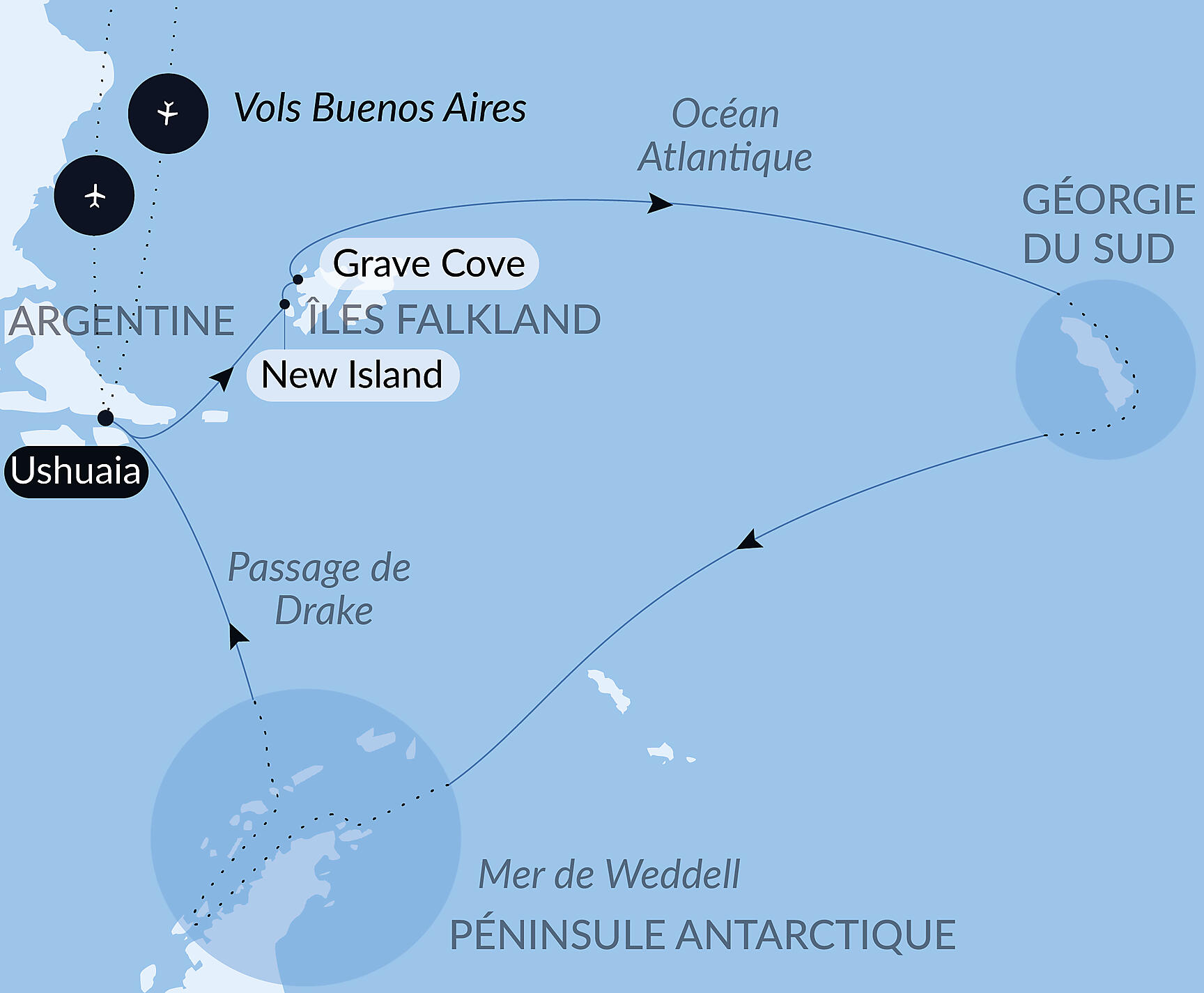 Carte itinéraire — La grande boucle australe