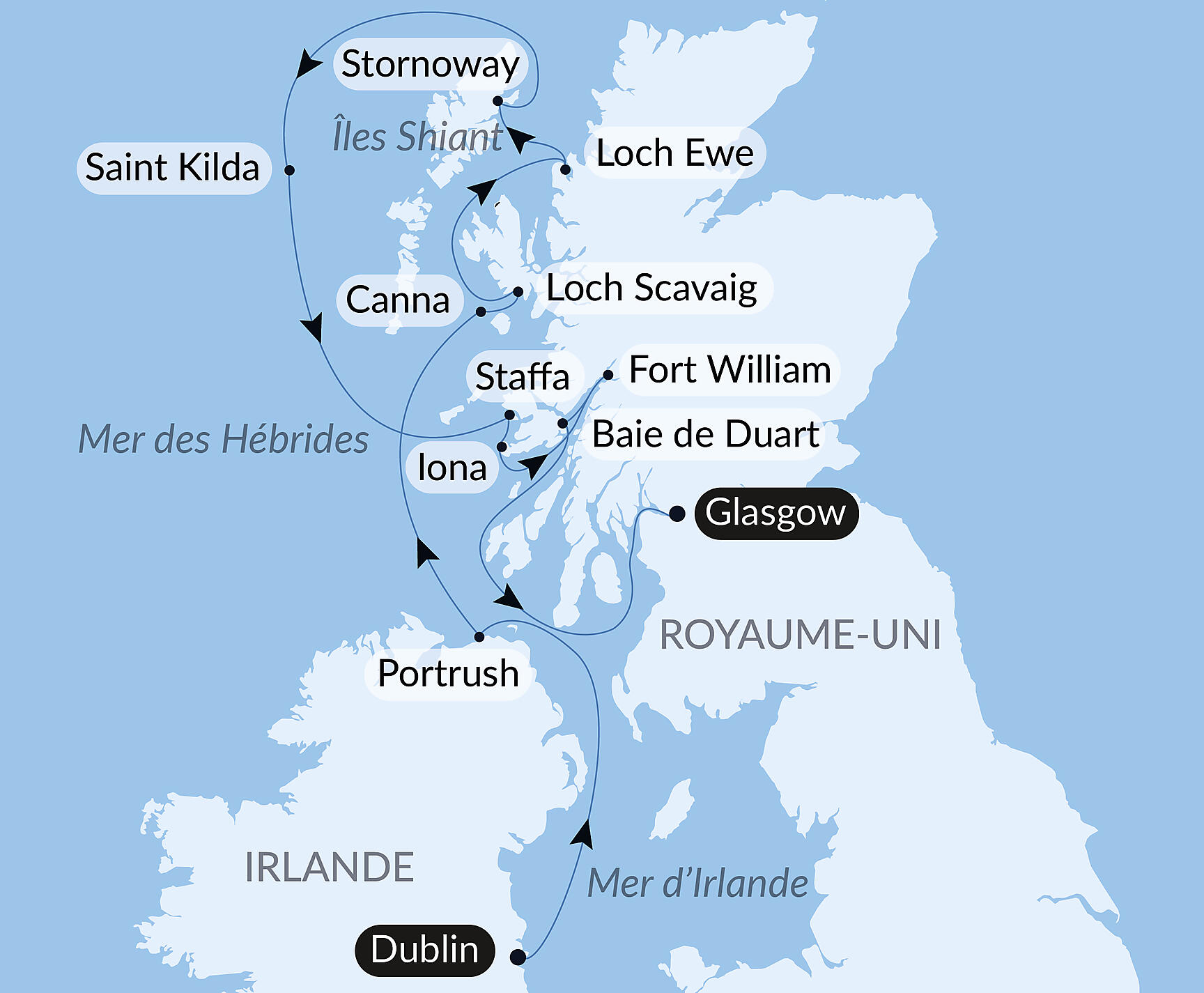 Carte itinéraire — Hébrides et Highlands, terres de légendes