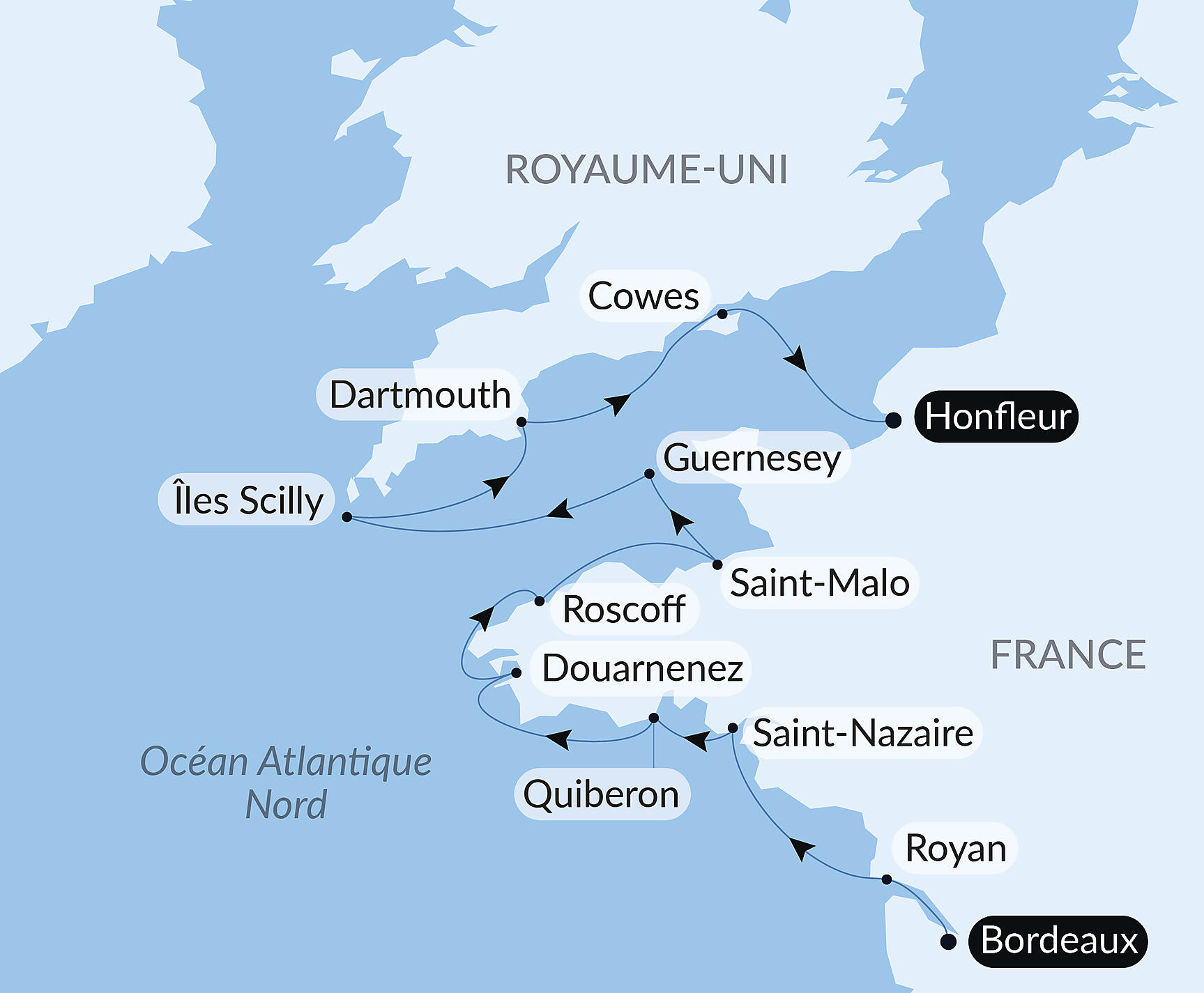 Carte itinéraire — Îles et cités de l’Atlantique Nord