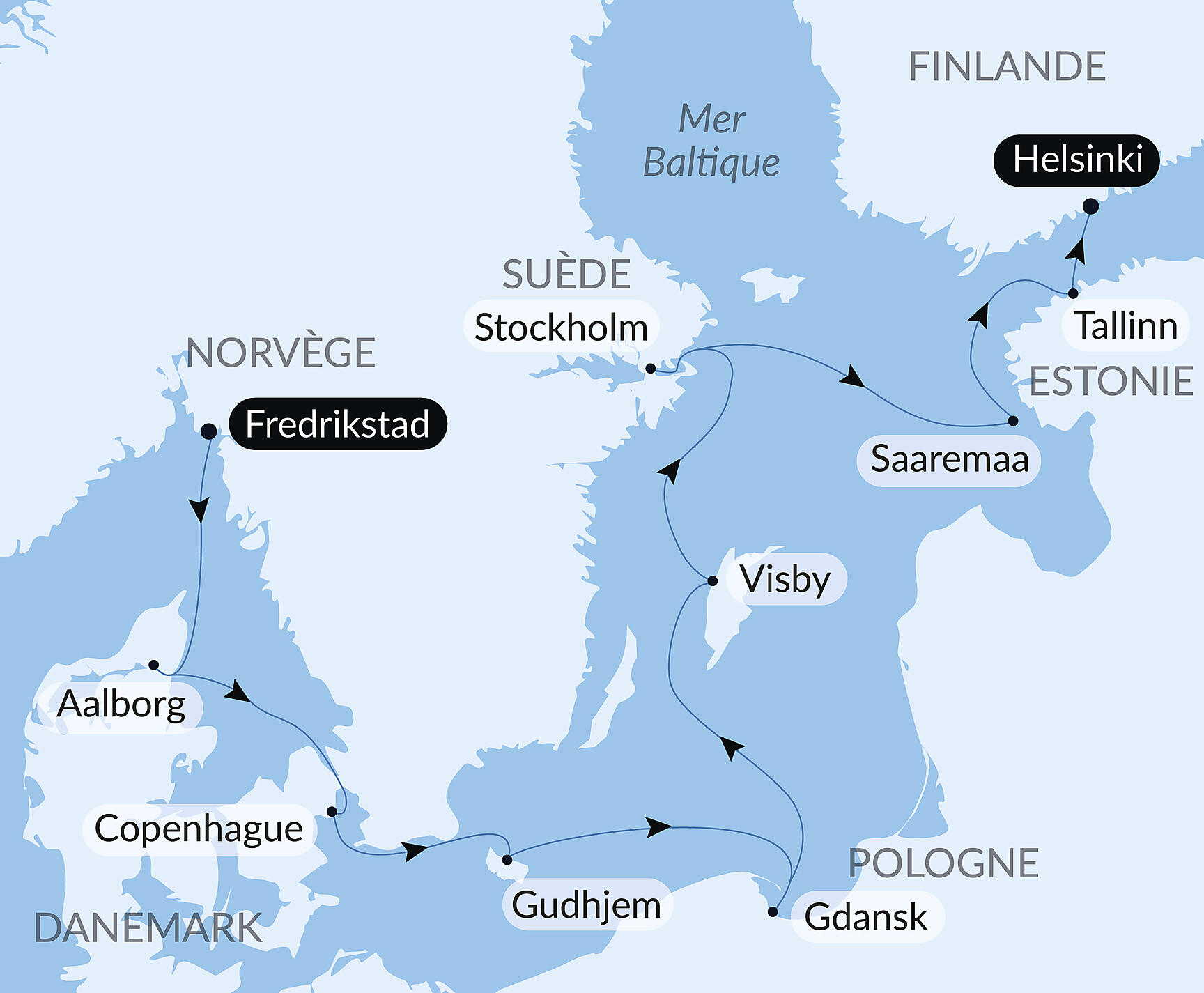 Carte itinéraire — Îles et cités, de la mer du Nord à la Baltique