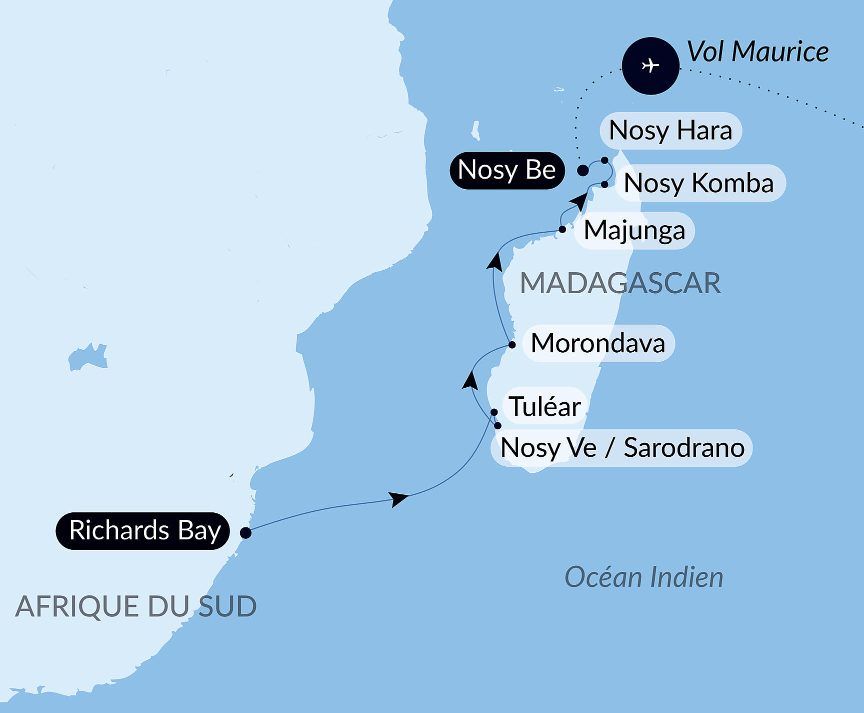 Carte itinéraire — Joyaux de Madagascar