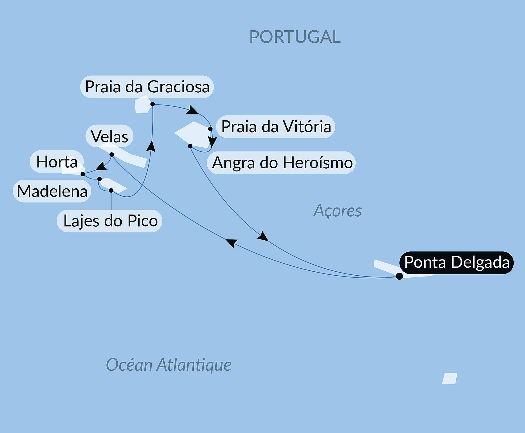 Carte itinéraire — L’essentiel des Açores