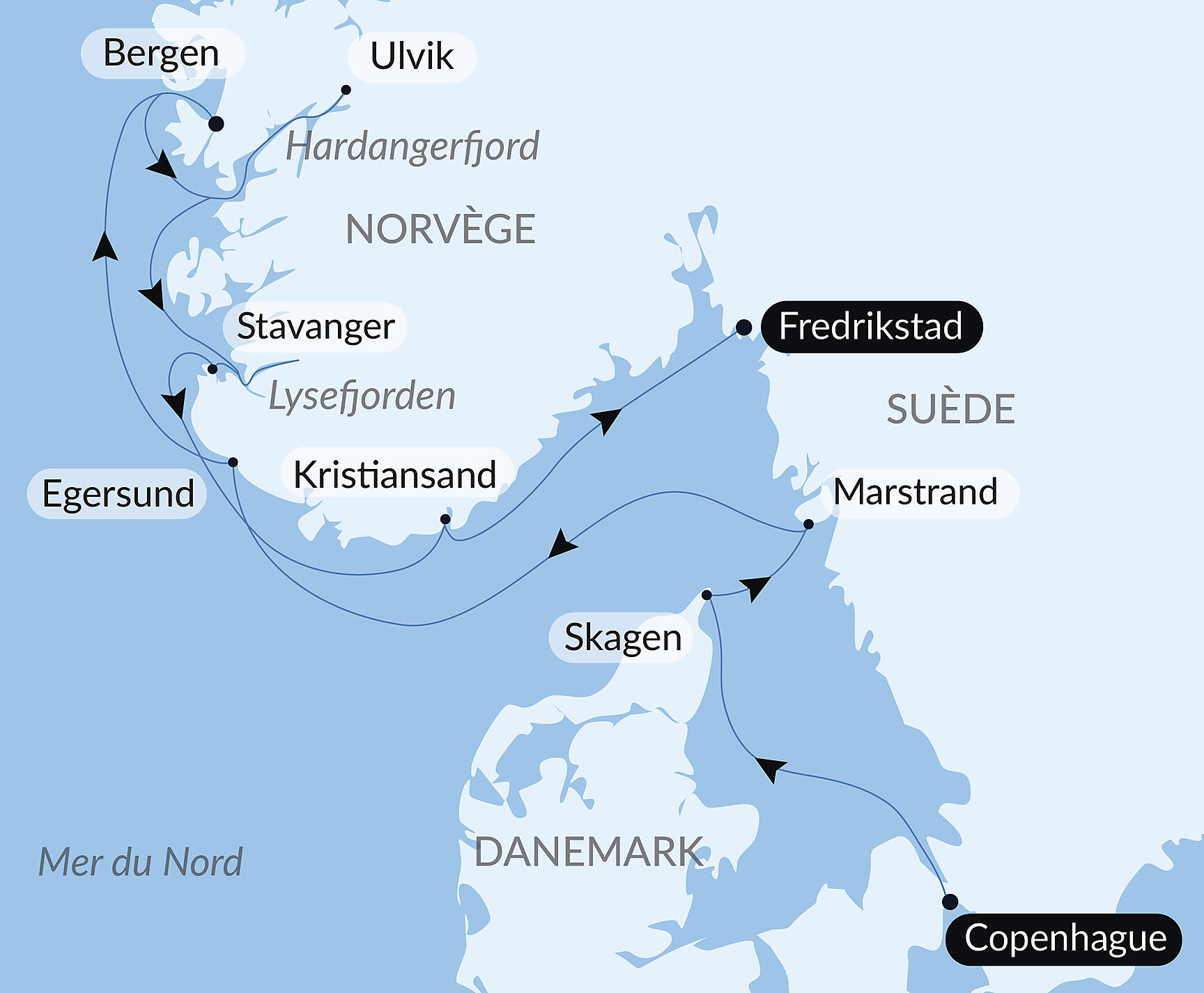 Carte itinéraire — Scandinavie confidentielle