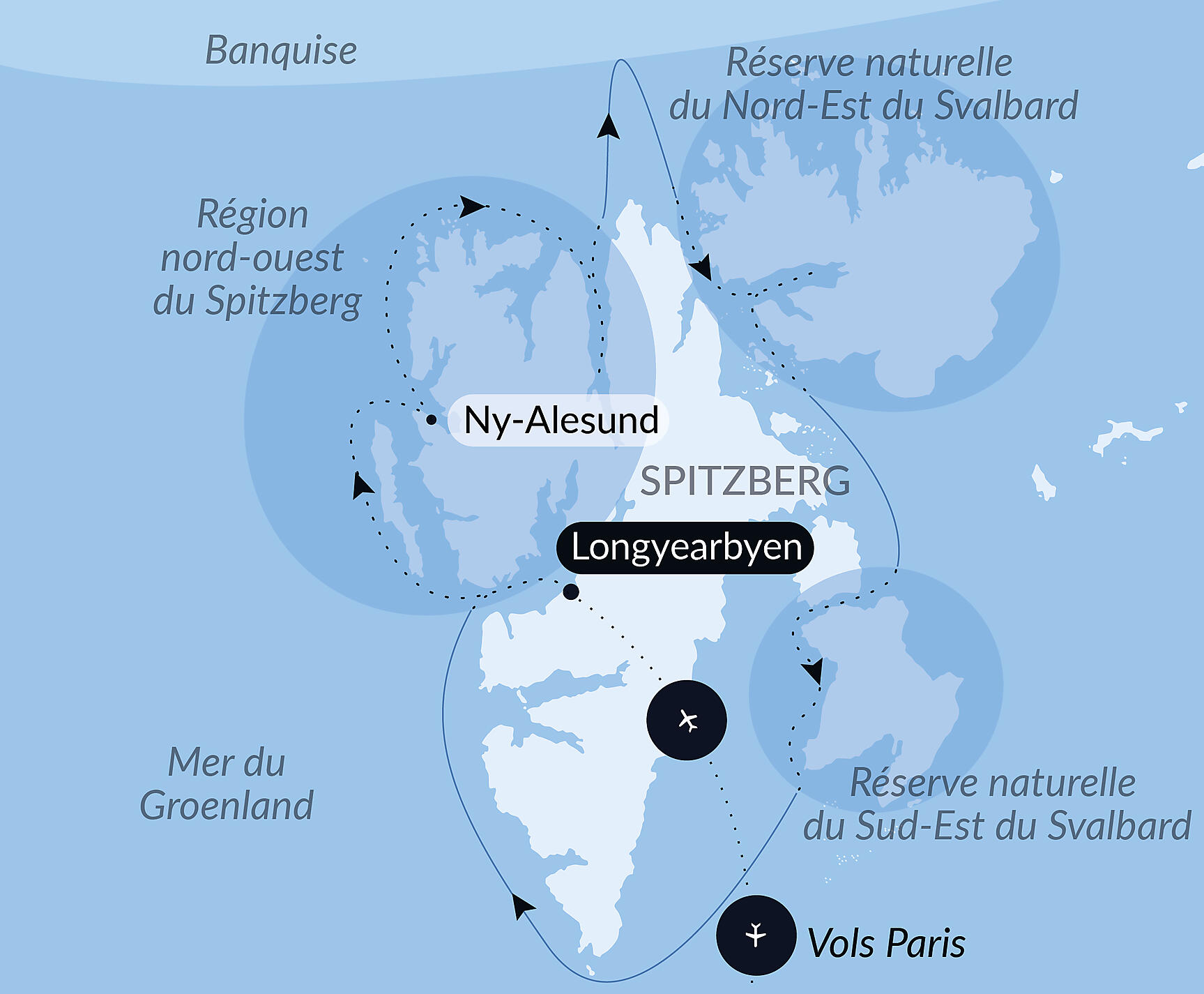 Carte itinéraire — Le Svalbard inexploré