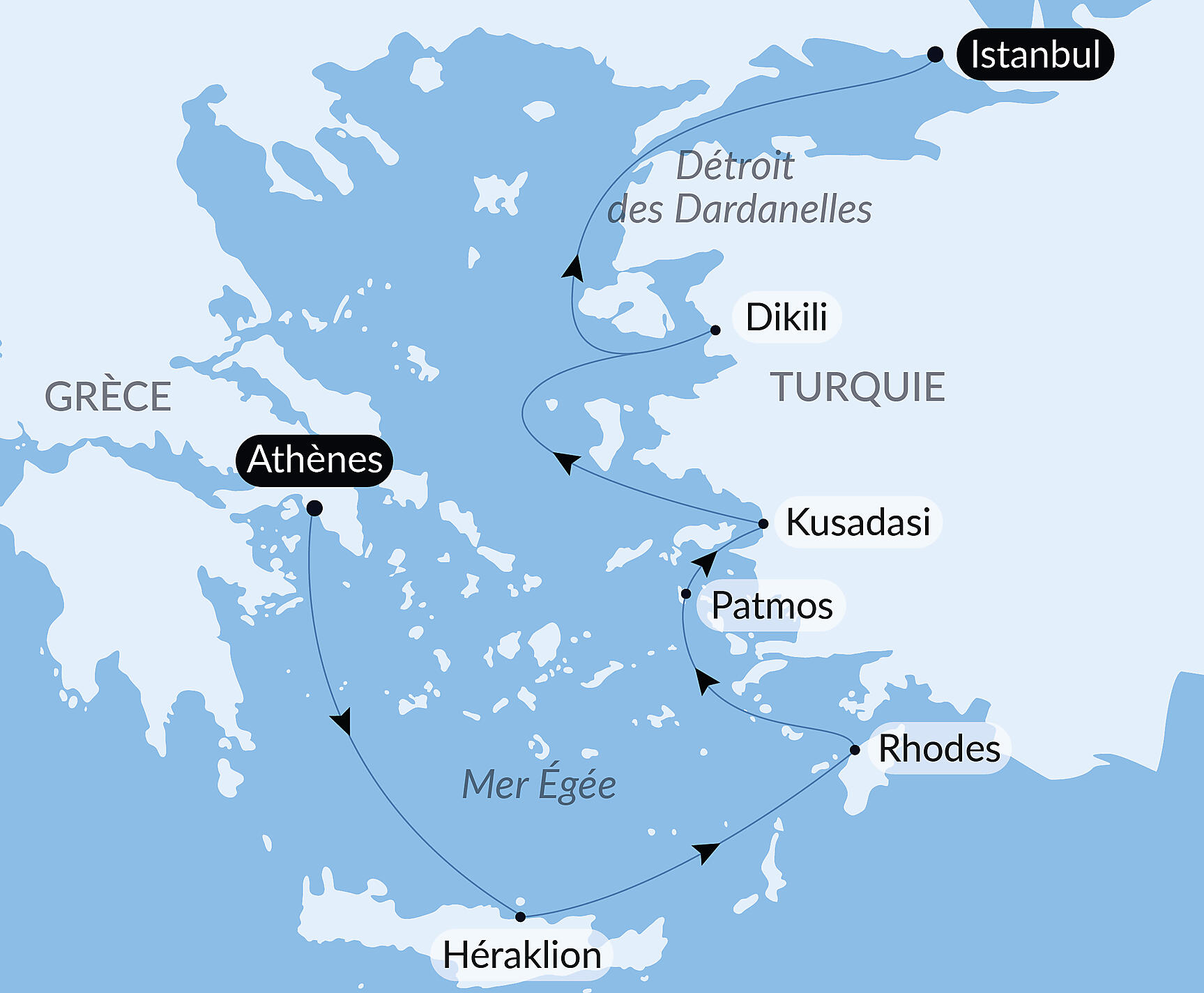 Carte itinéraire — Trésors antiques de Méditerranée