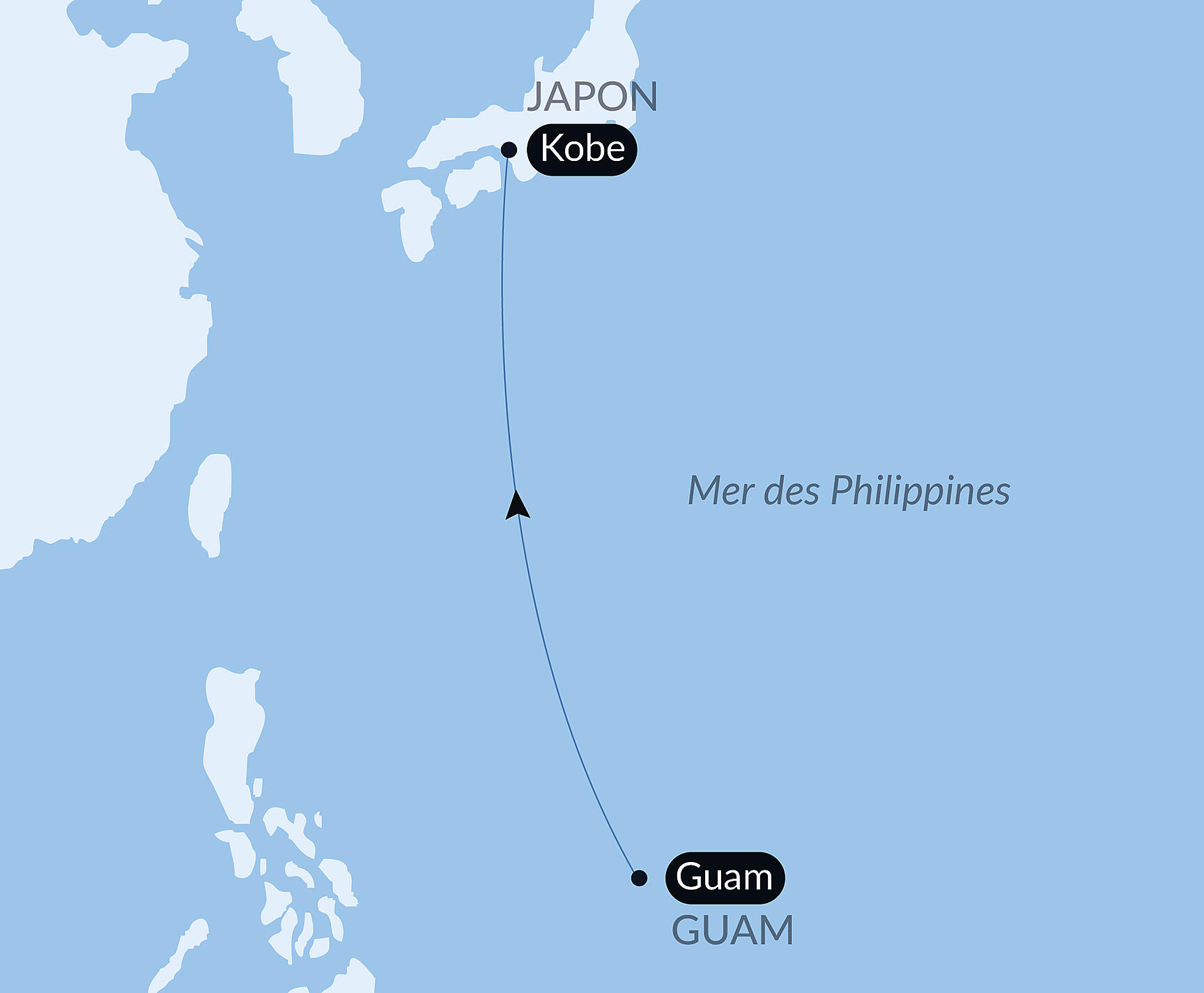 Carte itinéraire — Voyage en Mer : Guam - Kobe
